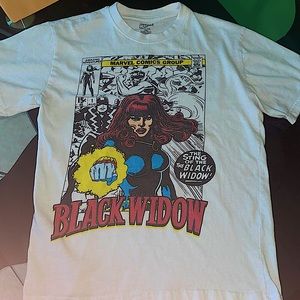 Retro Black widow marvel white t-shirt